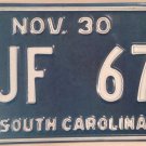 Vanity JF JEFF 67 1967 license plate Jeffrey Jefferson Jef John Jack Joseph Joe