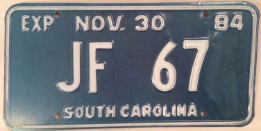 Vanity JF JEFF 67 1967 license plate Jeffrey Jefferson Jef John Jack Joseph Joe