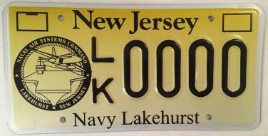 New Jersey NAVY LAKEHURST NAVAL  AIR COMMAND license plate MDL Maxfield Aircraft