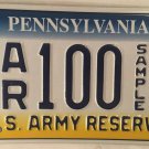 Pennsylvania U.S. ARMY RESERVE license plate USA Military USAR 100 Infantry Penn