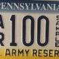 Pennsylvania U.S. ARMY RESERVE license plate USA Military USAR 100 Infantry Penn