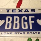 TX Blue LONE STAR vanity BB GF BABY GIRLFRIEND license plate Girl Guy Gay Friend