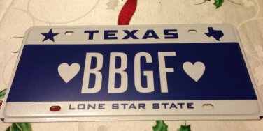 TX Blue LONE STAR vanity BB GF BABY GIRLFRIEND license plate Girl Guy Gay Friend
