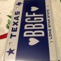 TX Blue LONE STAR vanity BB GF BABY GIRLFRIEND license plate Girl Guy Gay Friend