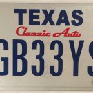 TX CLASSIC AUTO License Plate Antique Historic collector Car Hot Rod GB 33 YS