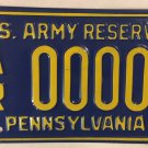 Pennsylvania U.S. ARMY RESERVE license plate USA Infantry Soldier Military PA