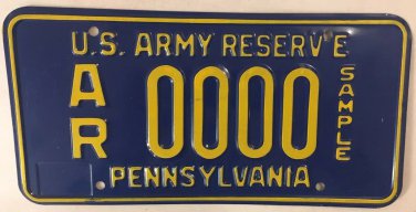 Pennsylvania U.S. ARMY RESERVE license plate USA Infantry Soldier Military PA