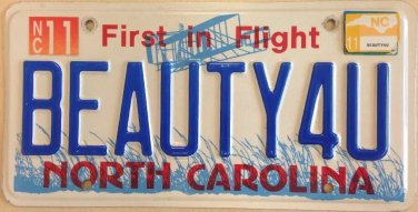 NC vanity BEAUTY 4 YOU license plate Classic Muscle Car Sports Harley Chevy Ford