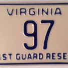 VA USCG Coast Guard license plate  Semper Paratus Maritime Coasties #97 Yorktown