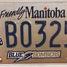Manitoba WINNIPEG BLUE BOMBERS license plate Canada Football League Buzz Boomer
