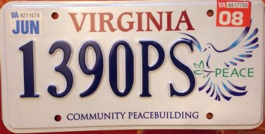 DOVE PEACE BUILDING license plate War Pacifism Bird 1390 PS Love Violence Crime