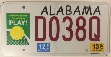 AL PLAY TENNIS license plate US Open Court Player Racket Sport USTA ball WTA Ace