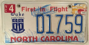 DUKE UNIVERSITY license plate NCAA Basketball BLUE DEVILS March Madness Durham