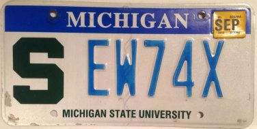 MICHIGAN STATE UNIVERSITY SPARTANS license plate College MSU NCAA March Sparty