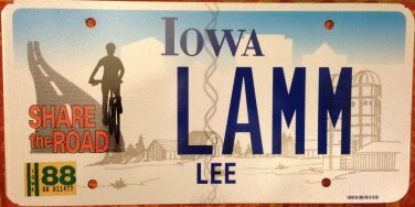 Iowa SHARE ROAD license plate Bike Bicycle Cycling Jog Biker Runner Motorcycle