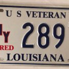 Louisiana U.S. ARMY USA VETERAN license plate Military Infantry Foot Soldier Vet