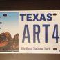 BIG BEND NATIONAL PARK vanity license Plate ART 42 Arthur Arty Arturo 1942 Artie