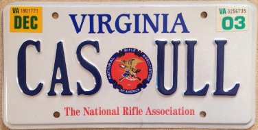 NRA NATIONAL RIFLE vanity CASULL license plate Deer Hunt Gun Firearm Rifle Arms