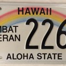 Hawaii COMBAT VETERAN license plate WW2 Pearl Harbor Iraq Army USAF Navy USMC HI