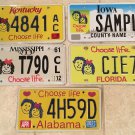 Set of 5 CHOOSE LIFE license plate Pro Fetus Child Adoption Abortion Pregnancy