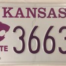 KANSAS STATE UNIVERSITY license plate K-State Manhattan Wildcats Willie Wildcat