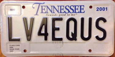 TN vanity LIVE 4 EQUUS license plate Horse Equestrian Pet Pony Stallion racing