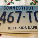Rare Connecticut Optional KEEP KIDS SAFE license plate Child Children Kid