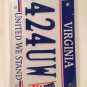 VA UNITED WE STAND license plate America Remembers 9/11 September 11 Terrorism