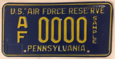 Harrisburg USAF U.S. AIR FORCE RESERVE license plate Pilot Fighter Jet PA base