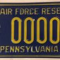 Harrisburg USAF U.S. AIR FORCE RESERVE license plate Pilot Fighter Jet PA base