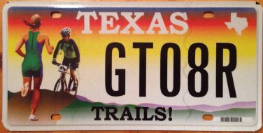 Texas TRAILS license plate Jogger Bicycle Bike hiking Park Runner Share Road run