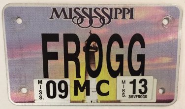MOTORCYCLE vanity FROG FROGGY license plate French France Toggs Rain Princess