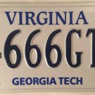 GEORGIA TECH YELLOW JACKETS University license plate 666 triple 6 Ramblin Wreck