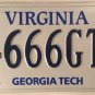 GEORGIA TECH YELLOW JACKETS University license plate 666 triple 6 Ramblin Wreck