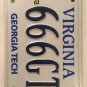 GEORGIA TECH YELLOW JACKETS University license plate 666 triple 6 Ramblin Wreck