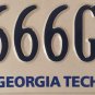 GEORGIA TECH YELLOW JACKETS University license plate 666 triple 6 Ramblin Wreck