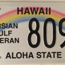 Hawaii PERSIAN GULF VETERAN license plate Operation Desert Shield Storm Kuwait