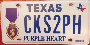 PURPLE HEART Combat Wounded license plate military WW2 Army Korean Vietnam War