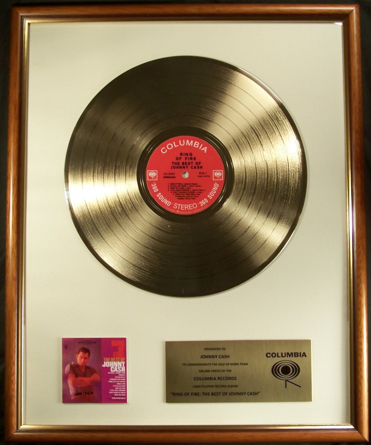 Johnny cash ring of fire best of lp gold non riaa record award