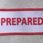 Embroidered Name Patch - PREPARED in Red on White Background - New - 1.5" x 4"