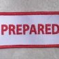 Embroidered Name Patch - PREPARED in Red on White Background - New - 1.5" x 4"