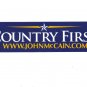 One(1) "Country First" John McCain for President 2008 Bumper Sticker