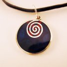 950 sterling silver enamel resin pendant