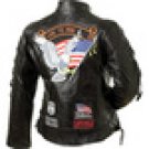 Diamond Plate™ Ladies' Rock Design Genuine Buffalo Leather Motorcycle Jacket