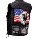 Diamond Plate™ Rock Design Genuine Buffalo Leather Concealed Carry Vest with Patches