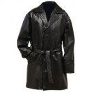 Giovanni Navarre® Italian Stone™ Design Genuine Leather Mid-Length Trench Coat
