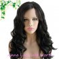 synthetic Mono top  deep wave dark brown wig for women