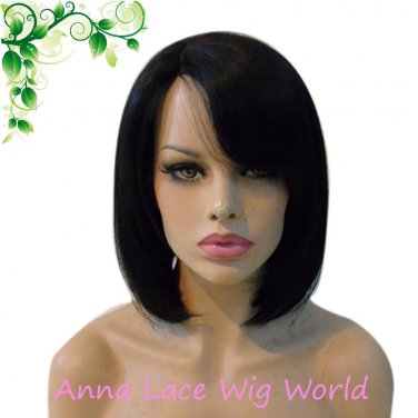 synthetic mono top LONG BOB 14inch dark brown wig for women