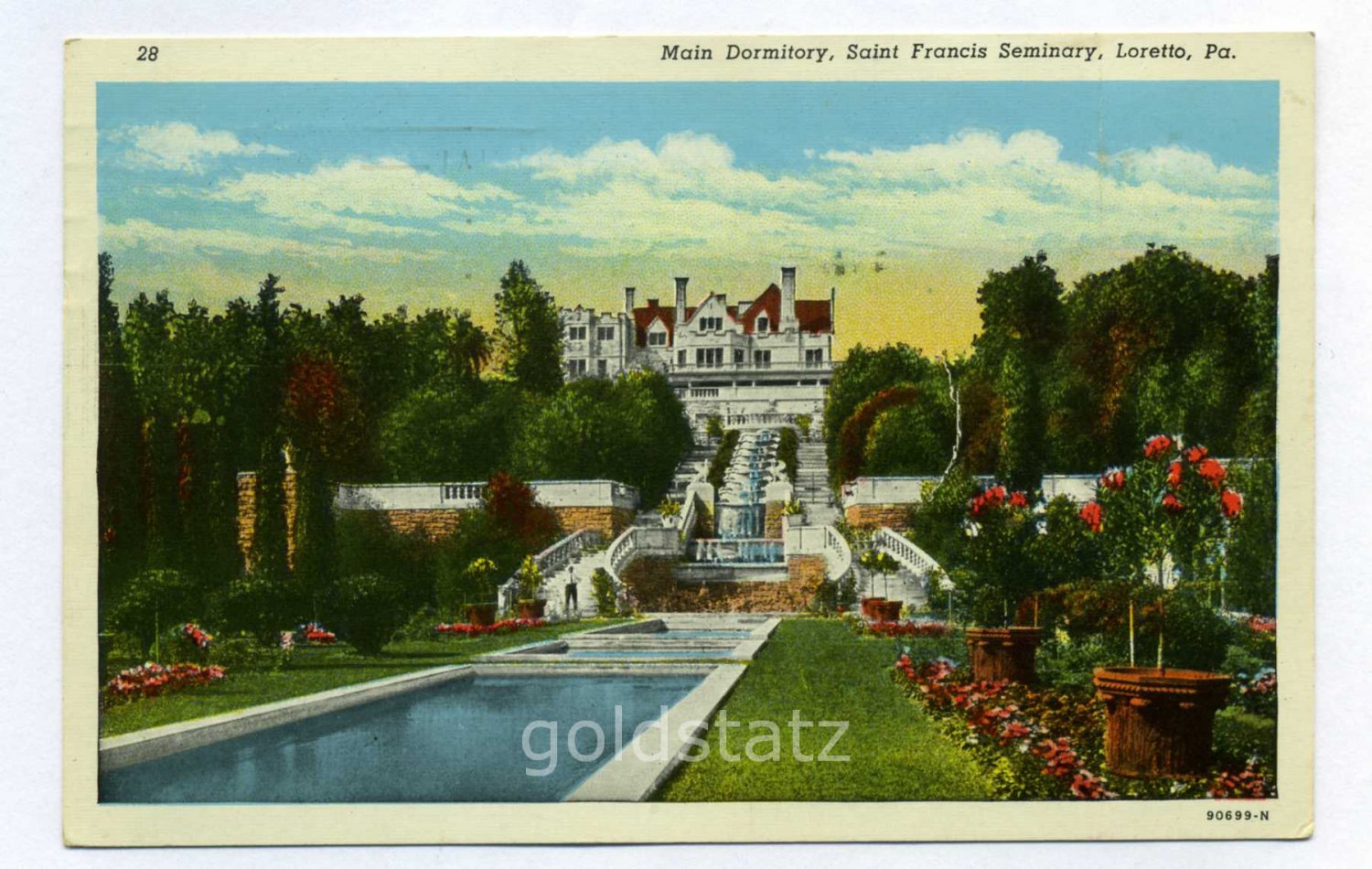 Main Dormitory Saint Francis Seminary Loretto Pennsylvania 1950 postcard
