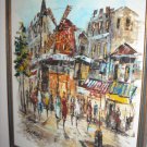 25x21 Framed Oil Painting Paris Street Scene, Moulin Rouge France French School
